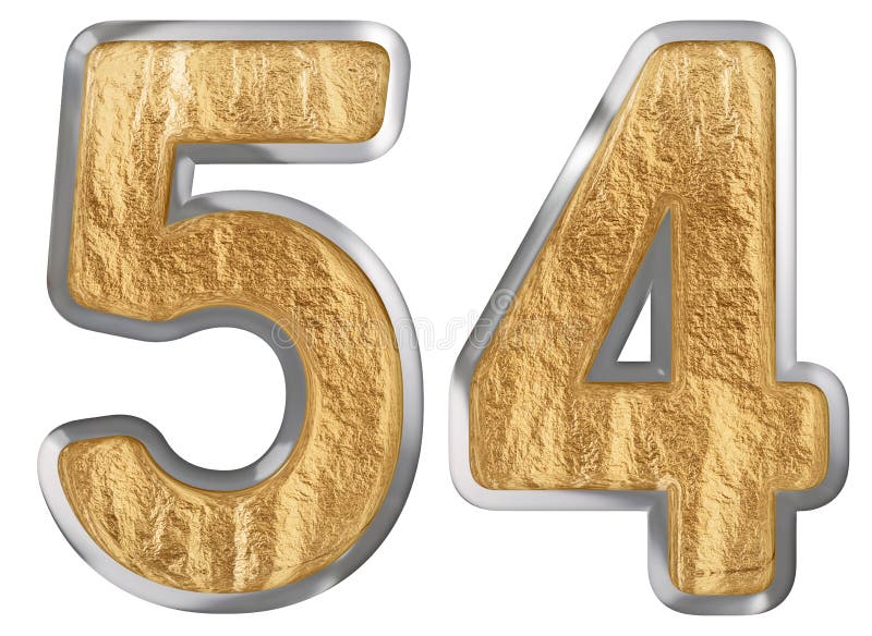 Пятьдесят четыре года. Цифра 54. 54 (Число). Цифра 54 красивая. 54 Золотыми цифрами.