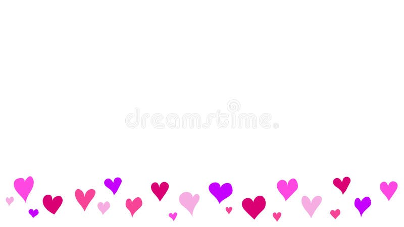 Lots of pink hearts on the bottom of a card to be used for mothers day, valentines day, engagements or a wedding, frame vector hearts