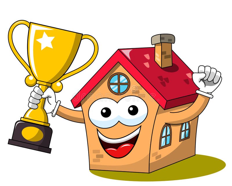 Happy House Cartoon Funny Character Superhero Masked Isolated