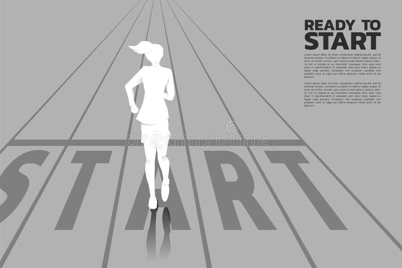 Ready to start career and business. Silhouette of businesswomen running from start line