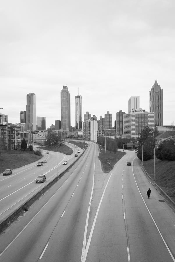 Black & white image of Freedom Parkway and the Atlanta skyline, in Atlanta, Georgia. Black & white image of Freedom Parkway and the Atlanta skyline, in Atlanta, Georgia.