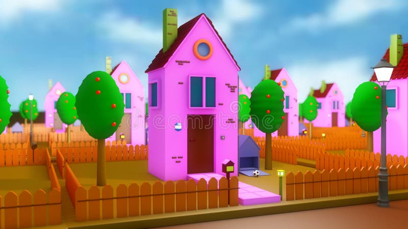 Mini casa y vecindario libre illustration