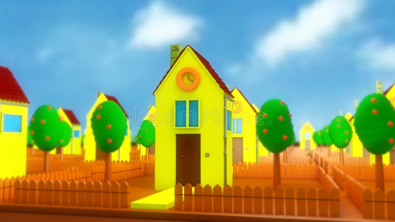 Mini casa y vecindario ilustración del vector