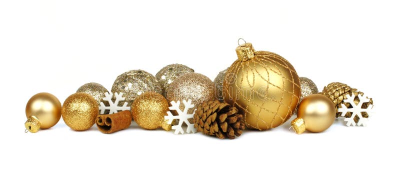 Gold Christmas Ornament Border Stockfoto - Bild von dekorativ