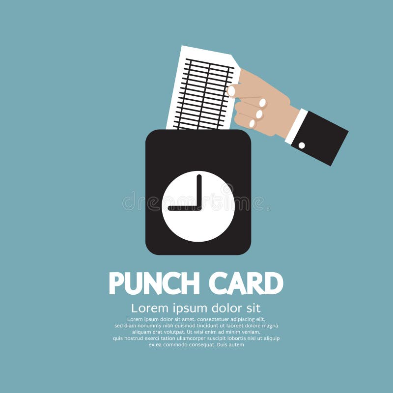 Worker Using Punch Card For Time Check Vector Illustration. Worker Using Punch Card For Time Check Vector Illustration