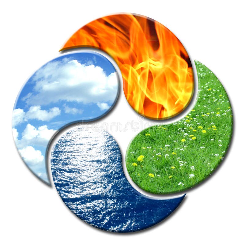 4 Elements forming a floral composition of Yin and Yang