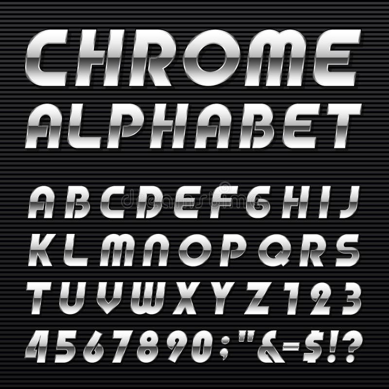 Chrome Alphabet Vector Font Иллюстрация вектора иллюстрации