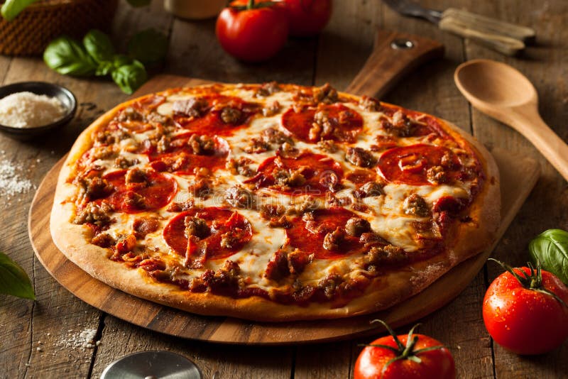 Carne Caseira Adora Pizza imagem de stock royalty free