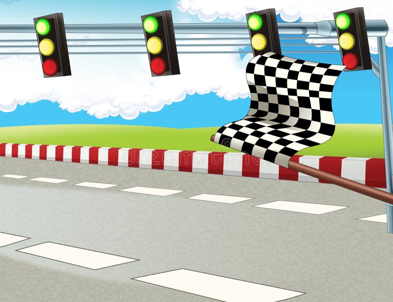 Cartoon Scene - Road Background - Race Truck Stock Abbildung