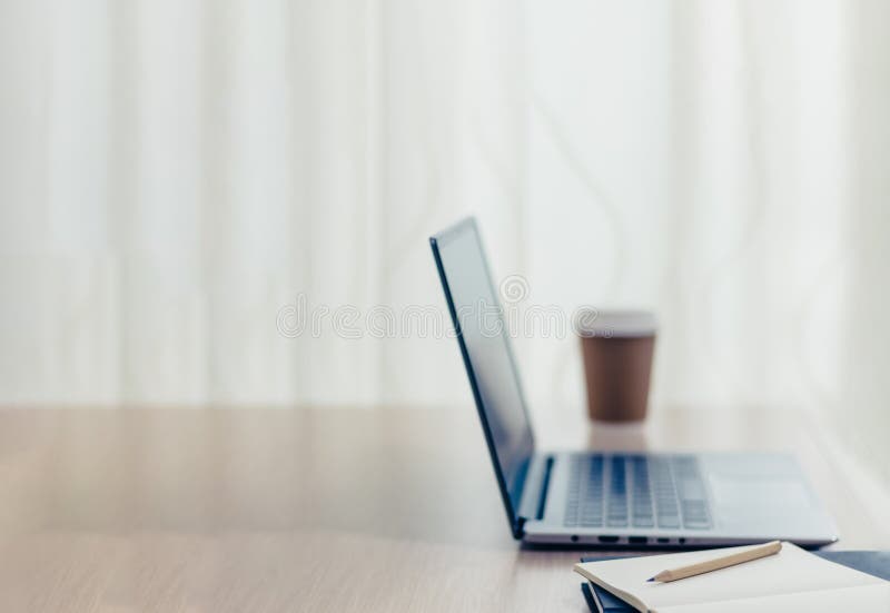 E-business & education with computer or laptop for working, training, reading, learning & studying online webinar course or royalty free stock image