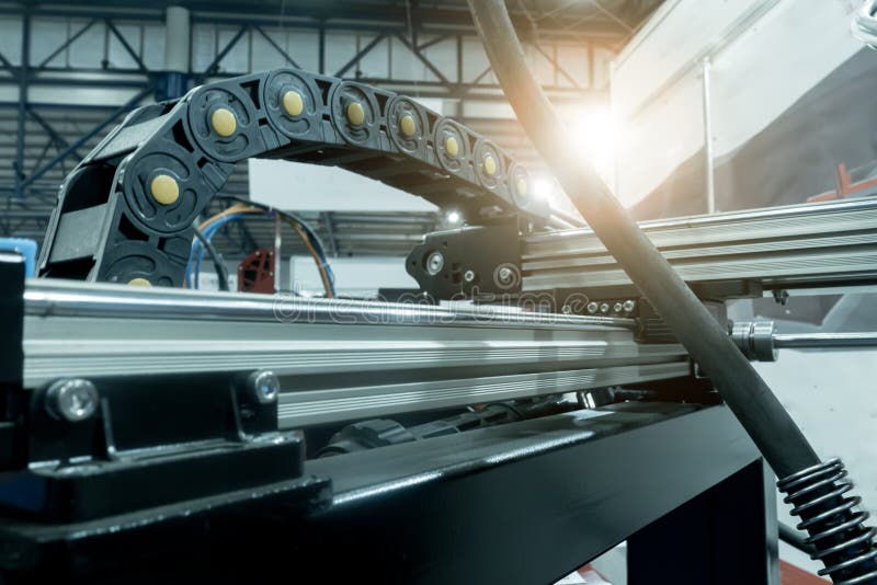 E-chain systems. Plastic energy chains for cable ties stock image