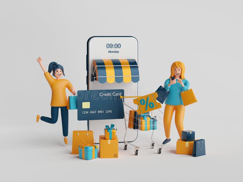 Concept, Shopping Online on Mobile Application, Pay by