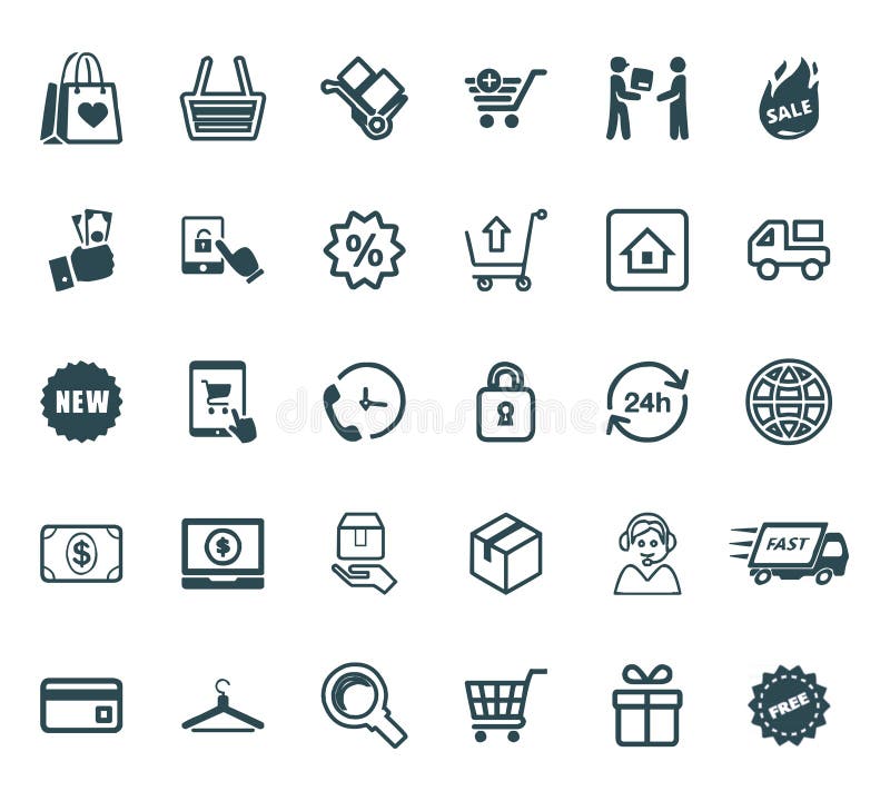 E Commerce Icon Set on White Background for Website, Apps Stock Vector -  Illustration of gift, vector: 216902007