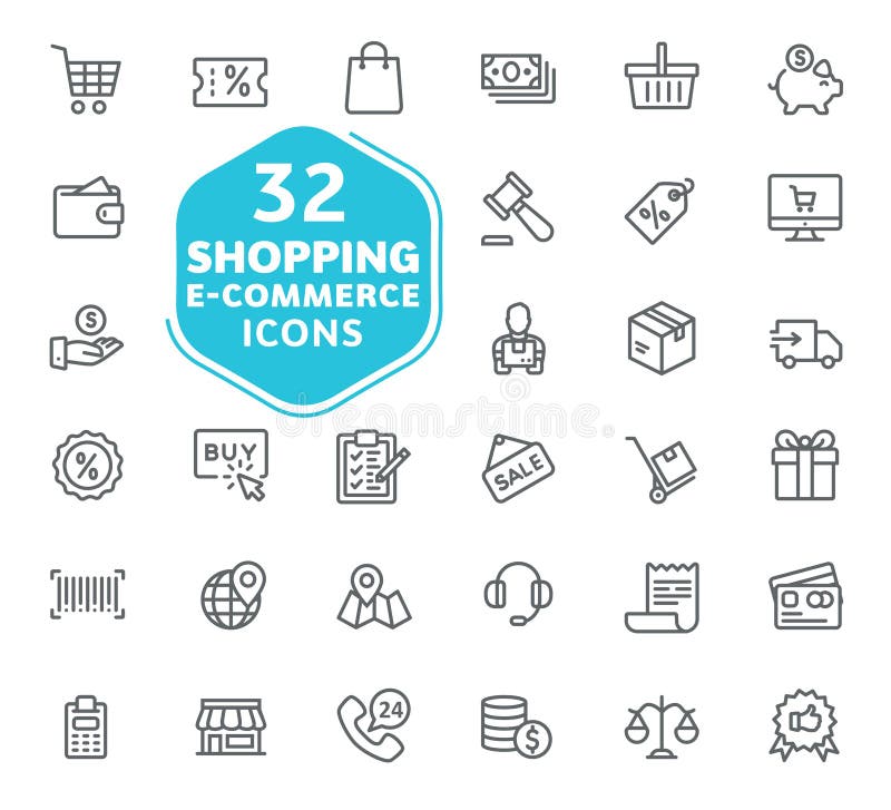 E-commerce, online het winkelen en leveringselement stock illustratie E-commerce, online het winkelen en leveringselement stock illustratie