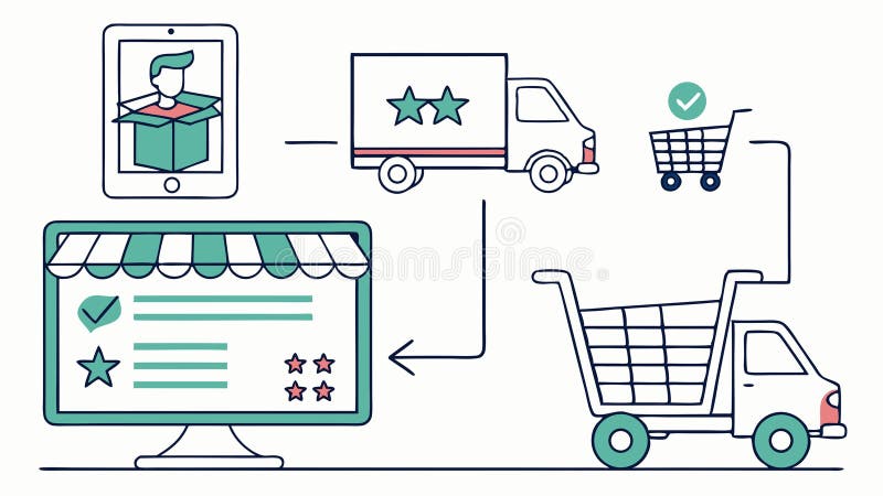 E-commerce Product Reviews and Efficient Delivery, vector design Generative AI stock illustration