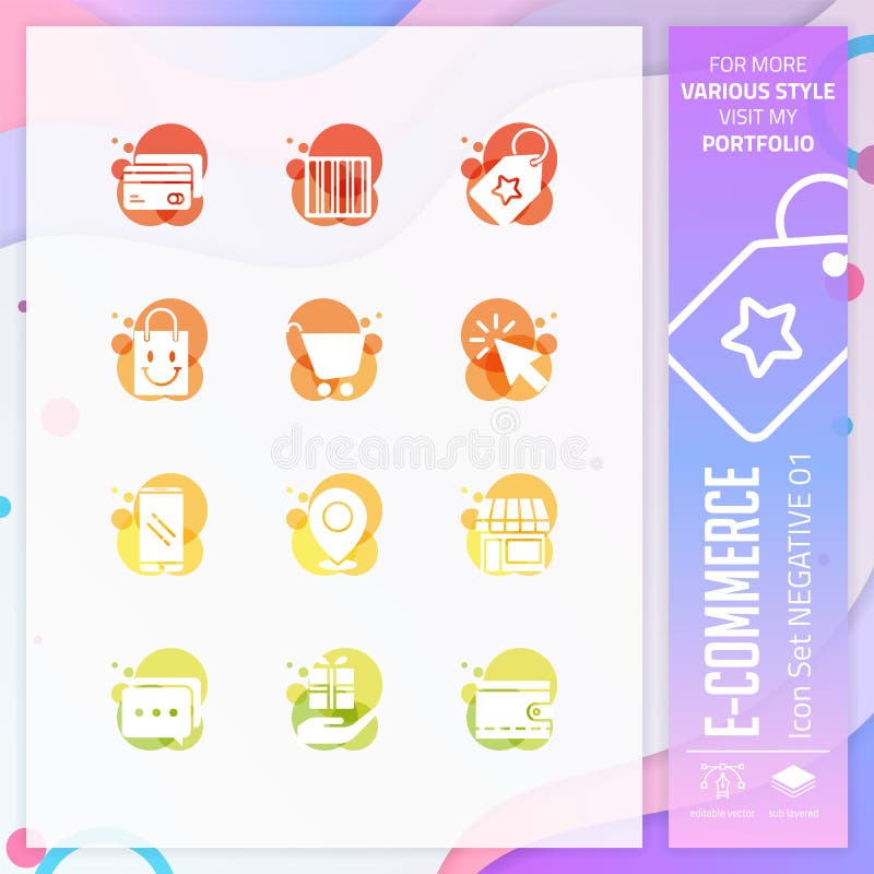 E-commercepictogram op negatieve stijl voor het winkelen symbool wordt geplaatst dat De online bundel van het marktpictogram kan royalty-vrije illustratie E-commercepictogram op negatieve stijl voor het winkelen symbool wordt geplaatst dat De online bundel van het marktpictogram kan royalty-vrije illustratie