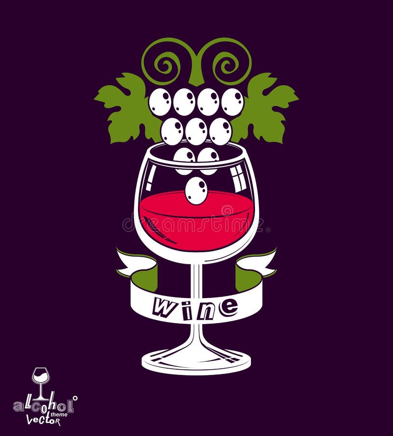 E Copa estilizada con las uvas stock de ilustración E Copa estilizada con las uvas stock de ilustración