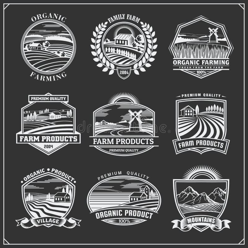 E Cultive las etiquetas de la comida fresca, las insignias, los emblemas y los elementos del diseño Orgánico, ecología y bio naci libre illustration E Cultive las etiquetas de la comida fresca, las insignias, los emblemas y los elementos del diseño Orgánico, ecología y bio naci libre illustration