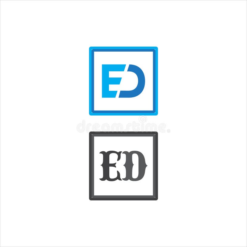 E D joint letter logo emblem design stock illustration