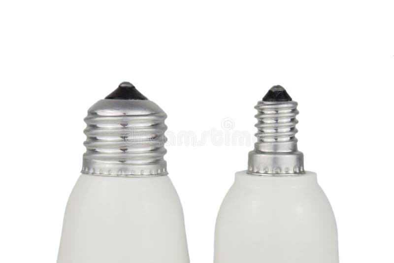E27 and E14 lamp socket on white background royalty free stock photos