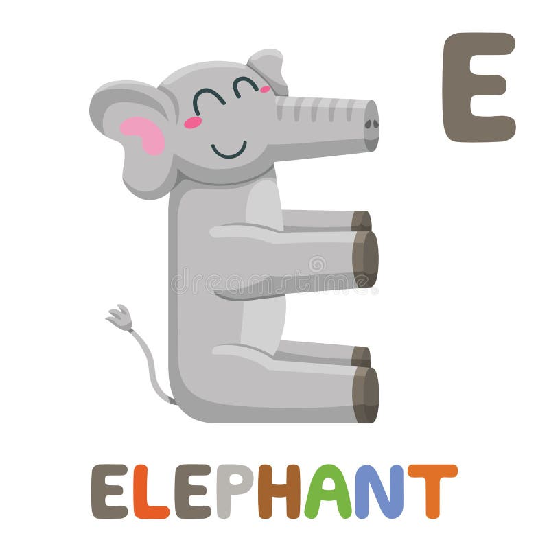 E is for Elephant. Letter E. Elephant, cute illustration. Animal alphabet royalty free illustration E is for Elephant. Letter E. Elephant, cute illustration. Animal alphabet royalty free illustration