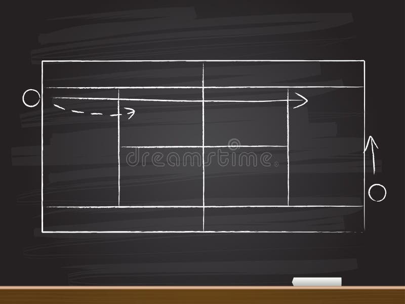 Chalk hand drawing with tennis court. Vector illustration. Chalk hand drawing with tennis court. Vector illustration