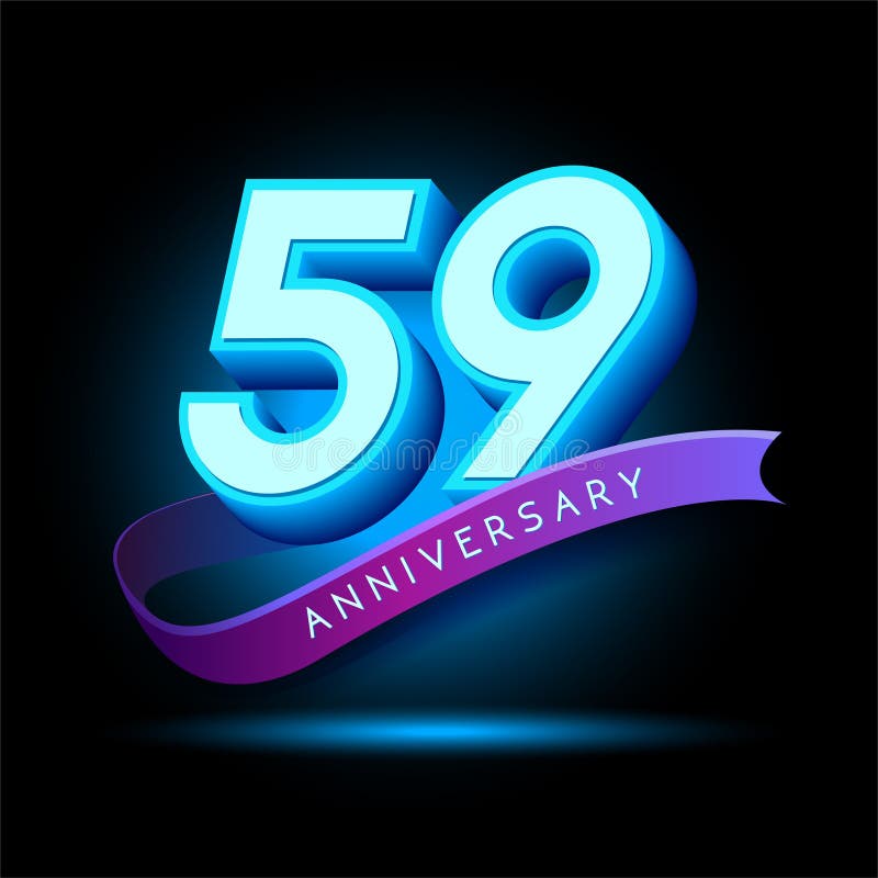 59e Jubileum 3D tekst met gloed effect stock illustratie
