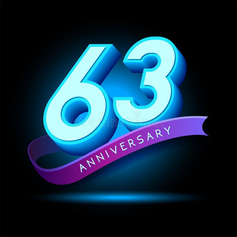 63e Jubileum 3D-tekst met gloedeffect vector illustratie