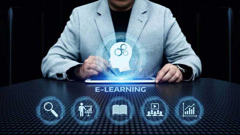 E-learning Education Internet Technology Webinar Online Courses concept royalty free stock images