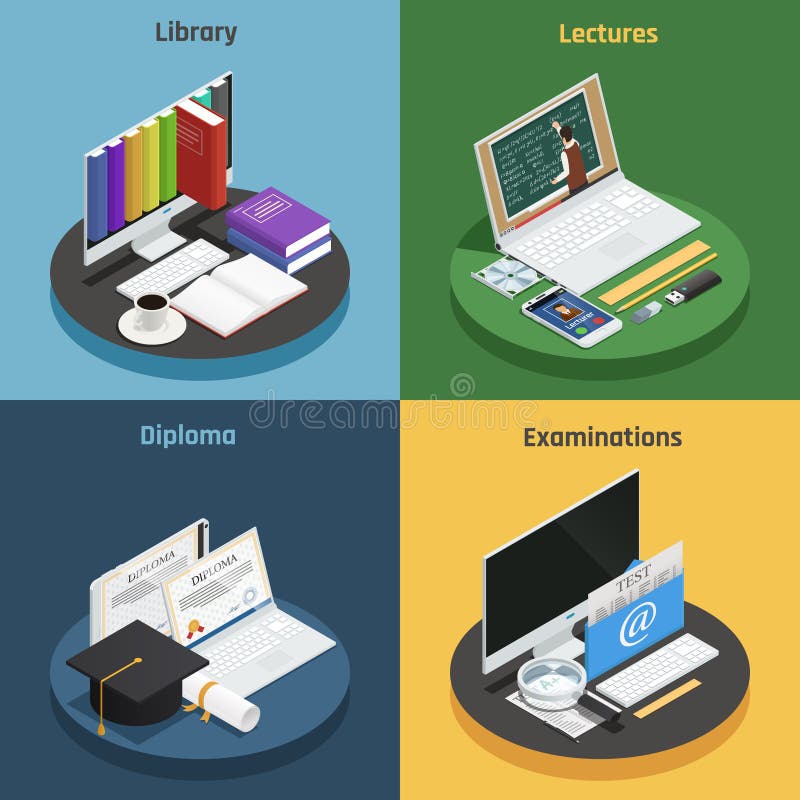 E-learning Isometric Concept vector illustration
