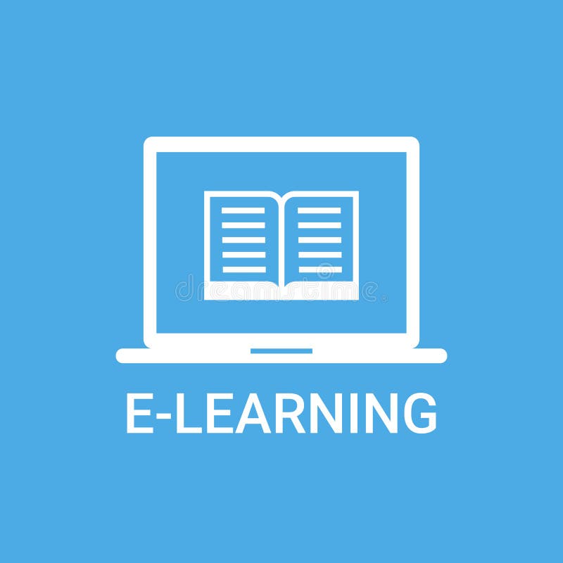 E-learning Label Online Education Icon Concept Laptop Computer With Book Icon stock illustration E-learning Label Online Education Icon Concept Laptop Computer With Book Icon stock illustration