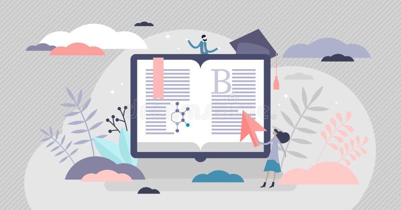 E-learning vector illustration. Distance teaching flat tiny persons concept royalty free illustration