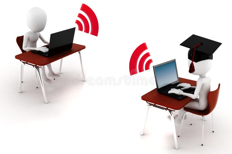e-learningm de l'homme 3d d'isolement sur le blanc illustration de vecteur e-learningm de l'homme 3d d'isolement sur le blanc illustration de vecteur