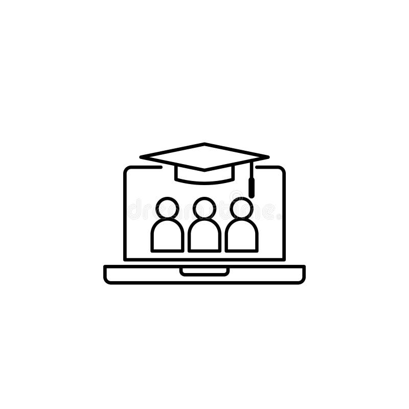 E-lerende lijnpictogram Online Internet-onderwijssymbool graduatie GLB op laptop het scherm digitaal gediplomeerd bedrijfsteken E vector illustratie E-lerende lijnpictogram Online Internet-onderwijssymbool graduatie GLB op laptop het scherm digitaal gediplomeerd bedrijfsteken E vector illustratie