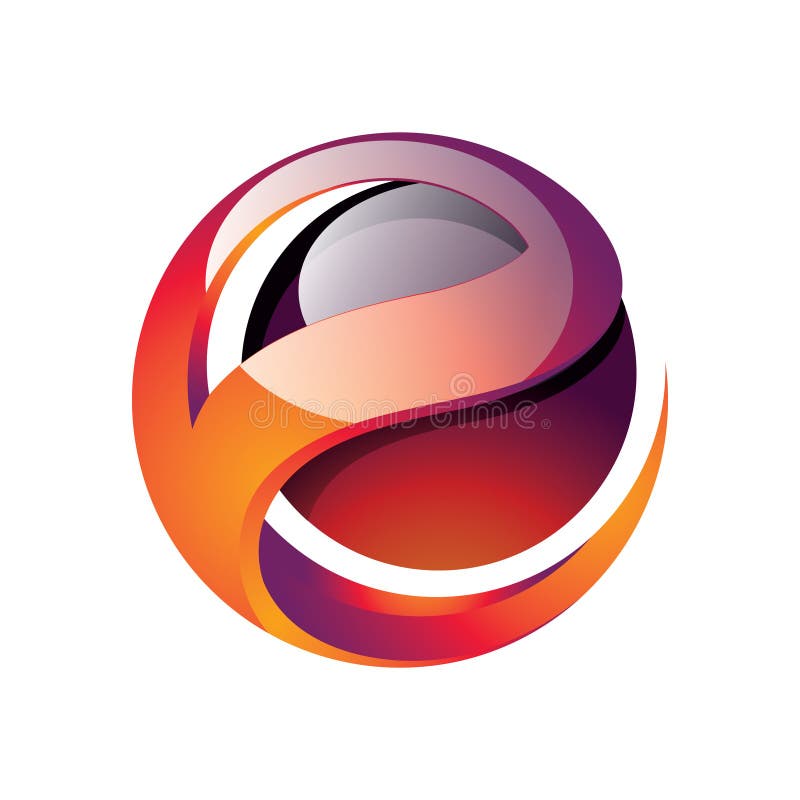 E Letter Ball Sphere Abstract Technology Red 3D Logo Icon