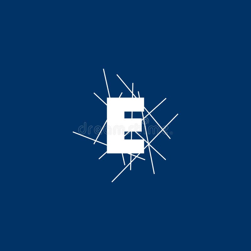 E letter mark conceptual logo vector design. E text with line shape. stock illustration