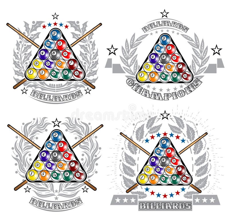 E Logo di sport per qualsiasi gioco del biliardo illustrazione di stock E Logo di sport per qualsiasi gioco del biliardo illustrazione di stock
