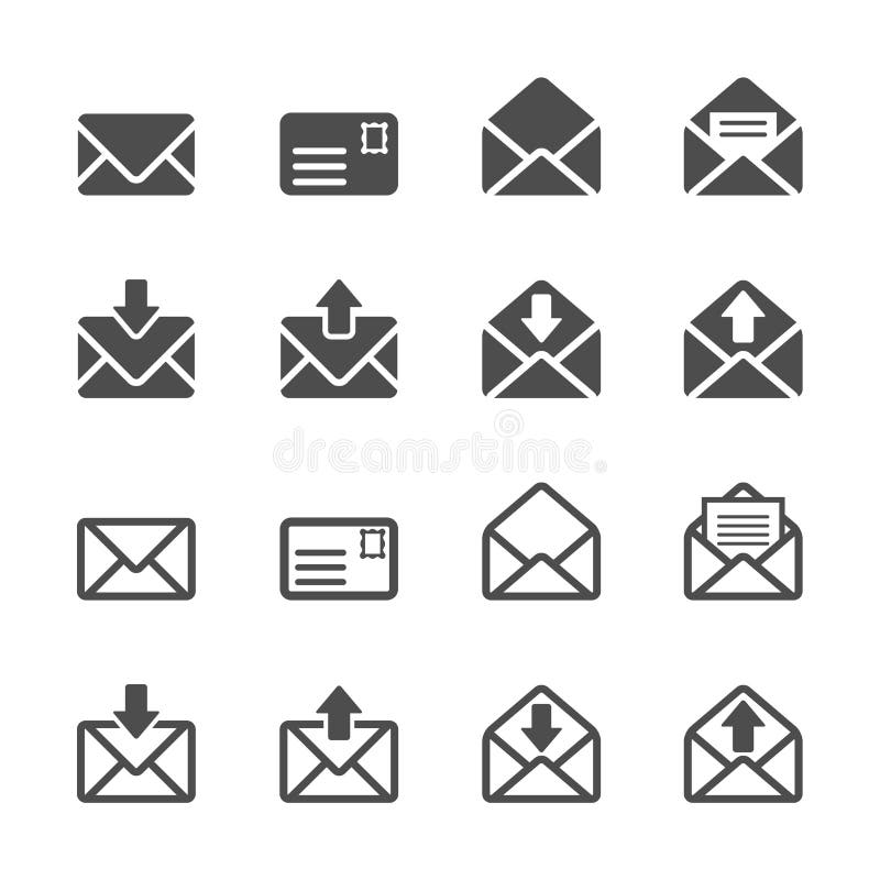 E-mail en de reeks van het brievenpictogram, vectoreps10