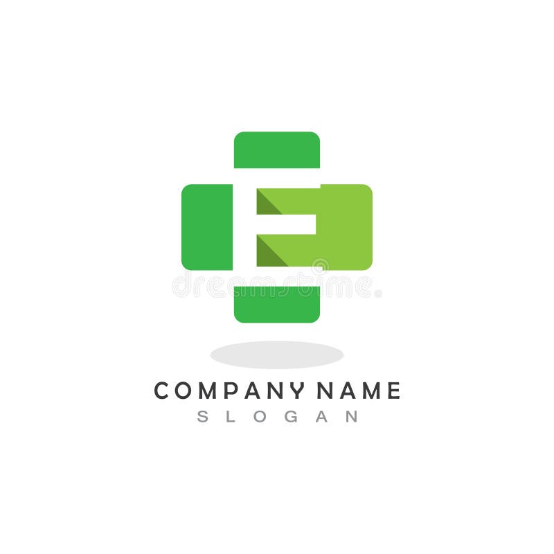 E Modelo de vetor de logotipo médico com letra inicial ilustração stock