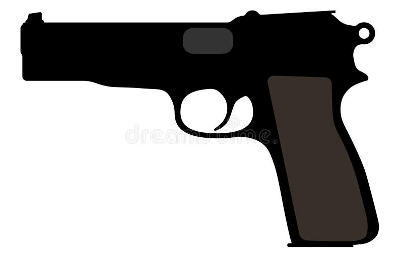 Browning Belgian gun. Vector silhouette weapon, pistol, gun. Browning Belgian gun. Vector silhouette weapon, pistol, gun.
