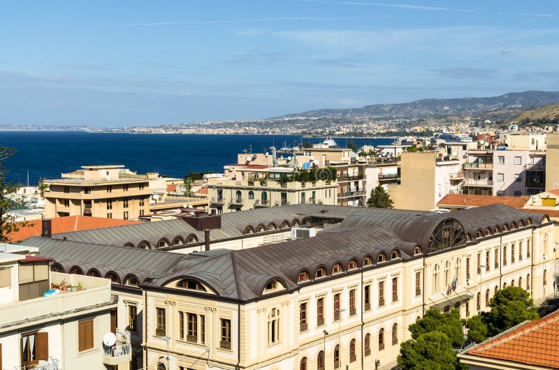 Aerial View Of Houses Streets And The Strait Of Messina Between Reggio aerial-view-of-houses-streets-and-the-strait-of-messina-between-reggio