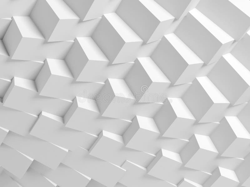 Abstract geometric architecture pattern, white digital background with parametric cubes structure, 3d render illustration. Abstract geometric architecture pattern, white digital background with parametric cubes structure, 3d render illustration