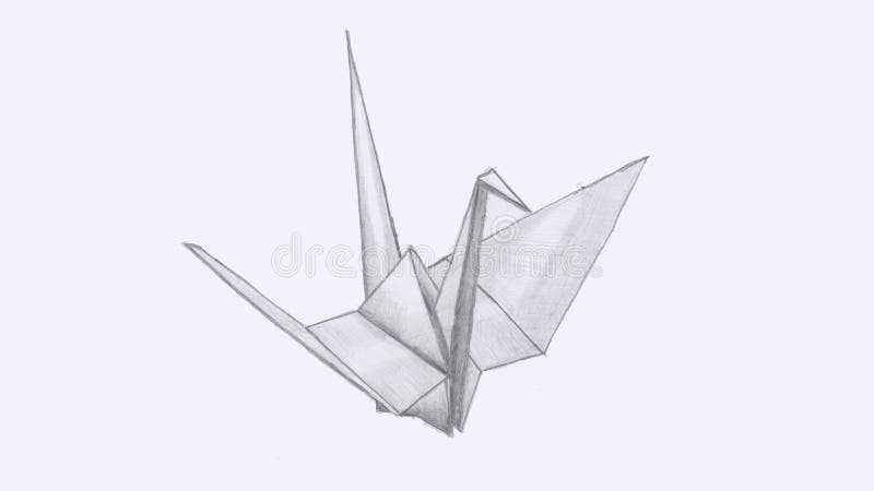 New Paper Crane 2D Drawing Sketch for Adult