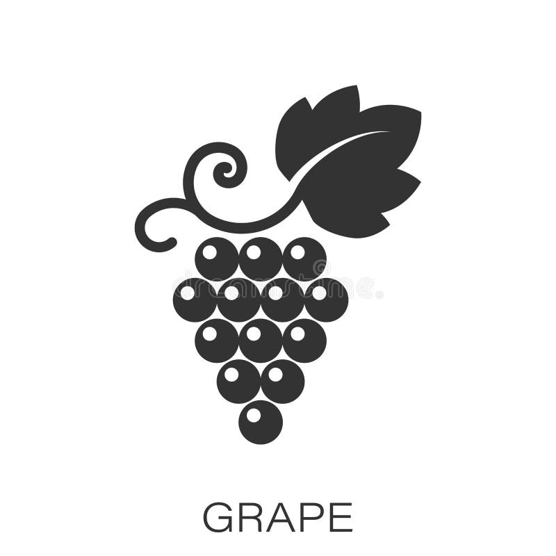 Tekenpictogram van druiven in vlakke stijl Grafische vectorillustratie op witte geïsoleerde achtergrond Bedrijfsconcept wijndruiv