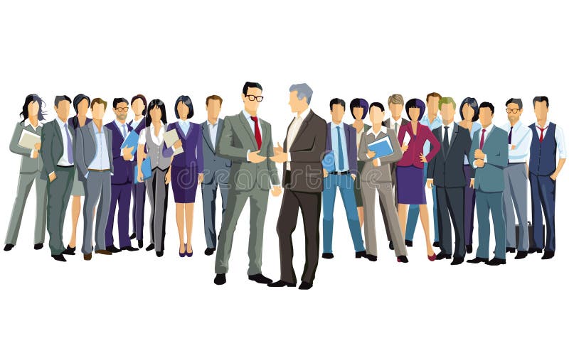 Een groep zakenmensen staat samen royalty-vrije illustratie