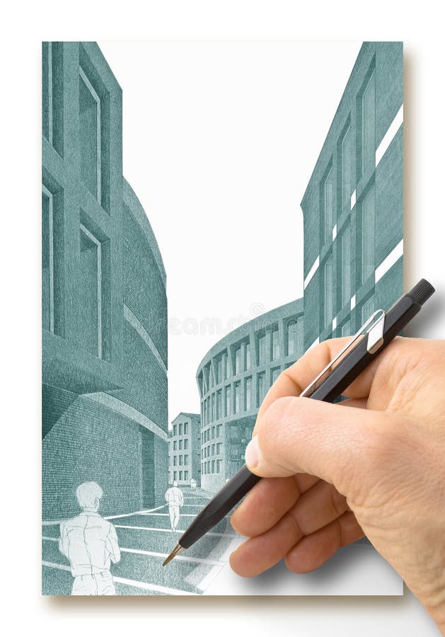 Design a new city - Hand drawing with a pencil a sketch of a new modern town an interiors - concept image - I`m the copyright owner of the draws used in this picture - The design of the people is imaginary. Design a new city - Hand drawing with a pencil a sketch of a new modern town an interiors - concept image - I`m the copyright owner of the draws used in this picture - The design of the people is imaginary.