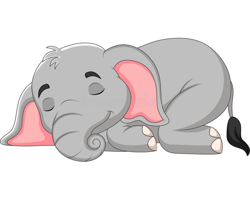 Cartoon Elephant Sleeping On White Background Vektor Illustrationer