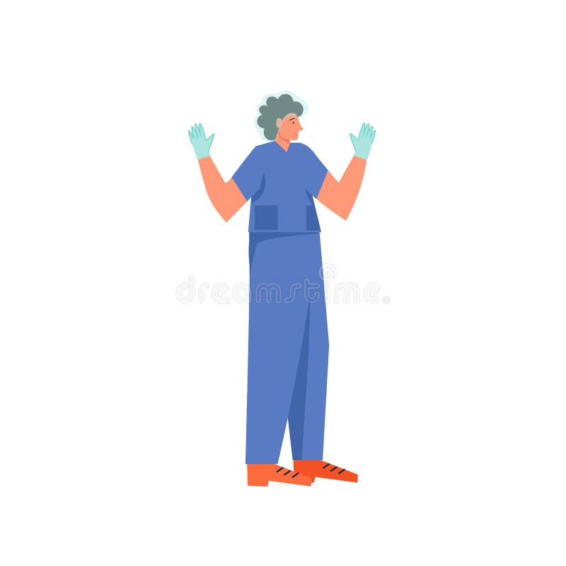Surgeon ready to operate, vector flat style design illustration. Surgery, medicine and healthcare concept for web banner, website page etc.