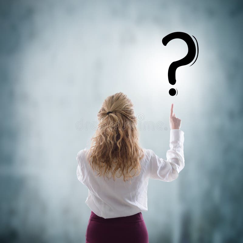 Imprenditrice che indica il dubbio immagine stock