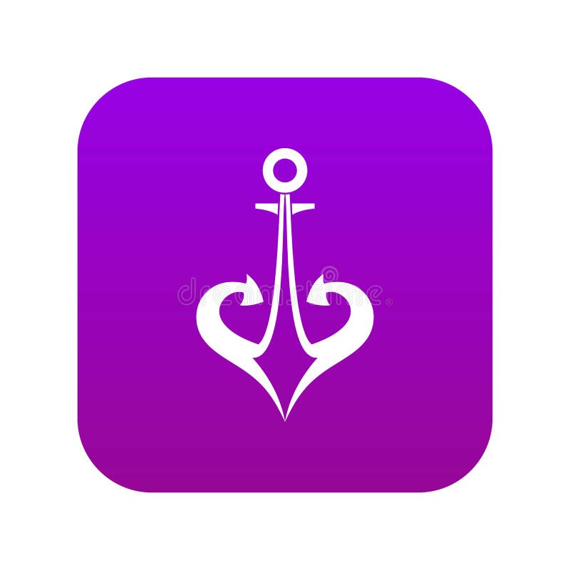 Anchor icon digital purple for any design isolated on white vector illustration